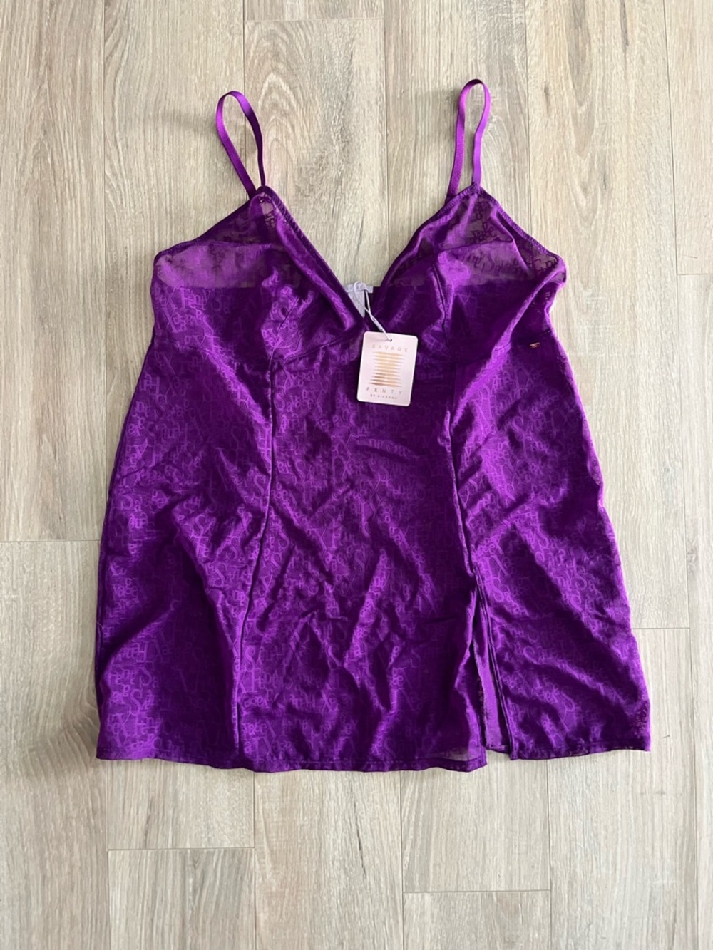 NWT Savage X Fenty Women’s Signature Script Slip Deep Purple - Size 1X